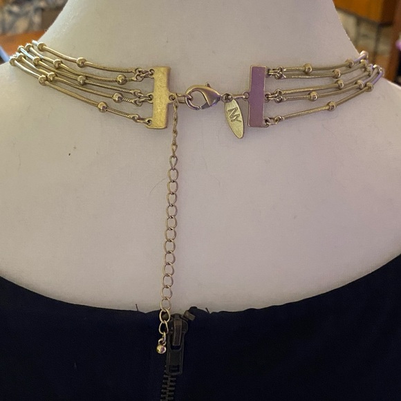 NY & Co Multi-Chain Layered Satellite Bead Necklace Gold-Tone - Picture 8 of 9